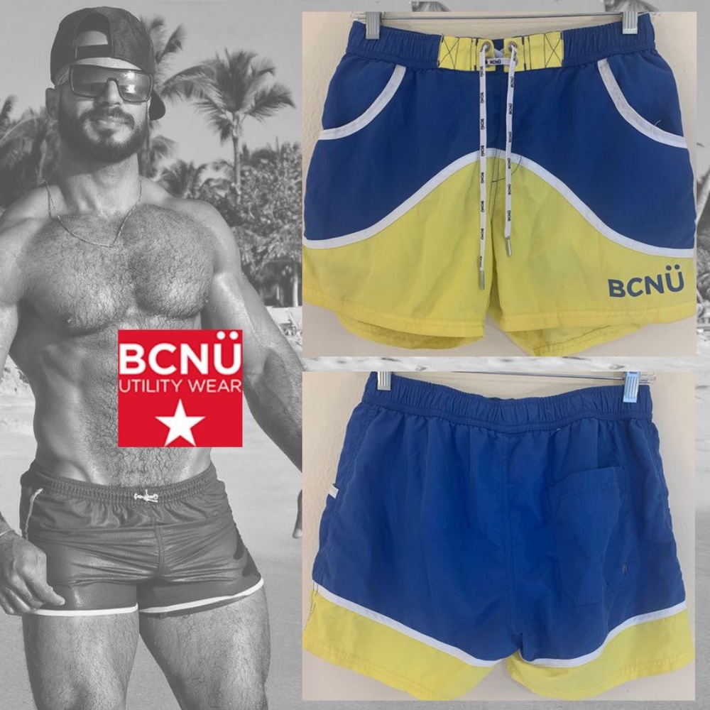 BCNU Swim Trunks Small 100% Polyester Fully lined External lacing drawstring